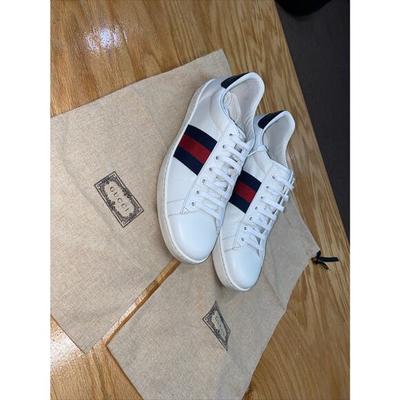 Men’s Gucci Ace Sneaker - Leather ‘White Blue’ size 8 - Picture 1 of 6